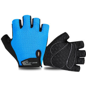 West Biking | WEST BIKING Cycling Half Finger Gloves Nylon Anti-Sweat Adjustable Open Finger Bicycle Gloves Shockproof Breathable Bike Gloves