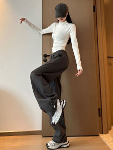 Quần Thể Thao Nữ American Style 2025 Mới Quần Nỉ Ống Rộng Cạp Cao Ống Đứng Quần Ống Rộng Phong Cách Mới