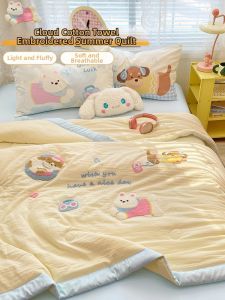 SHAYA | Cute Towel Embroidery Summer Quilt for Single Bed Washable