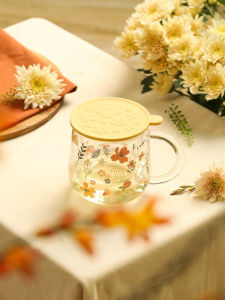 Cốc Trà Thủy Tinh Blue Lotus Dành Cho Văn Phòng Cốc Đựng Trà Cách Ly Nước Cốc Đựng Trà Chịu Nhiệt Độ Cao Cốc Đựng Trà Kiểu Mới