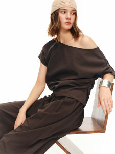 DUSHU | Casual Fashionable Suit Thin Off-shoulder Two-piece Set