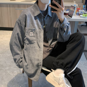 Corduroy Long Sleeves Shirt Mens Spring & Fall Japanese Fashion Brand Ins Korean Style Loose-Fitting Blouse Hong Kong Style Handsome Easy Matching Coat