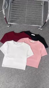 Áo Thun Cotton Croptop Nữ Ôm Body Cổ Tròn Cộc Tay Họa Tiết Trơn Basic BigSize Áo Croptop Tay Ngắn Misoul 390