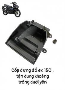 Cốp đựng đồ ex 150 và ex 155  nhựa cứng  tận dụng khoảng trống dưới yên  lắp như zin  không chế cháo ( phụ tùng dọn xe )