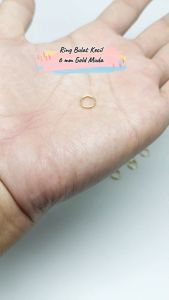Ring Bulat Kecil Diameter Lubang 6 mm Tipis Warna Gold Muda Harga Per Pack isi 144 Pcs Untuk Ring Bulat Kecil Gantungan Kunci Dll