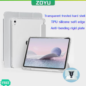 ZOYU iPad case Anti-bending hard shell Three-fold transparent frosted hard shell With pencil slot (left side) for iPad 10th generation ipad mini 6 ipad 2022 M2 pro 11 inch ipad 7 8 9 gen ipad Air 4 air 5 case 2021 smart case