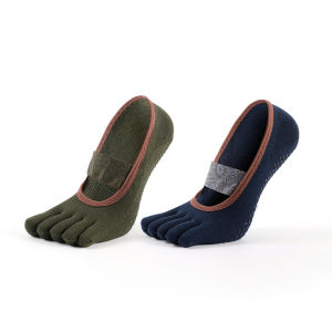 Meikana Anti-Slip Yoga Socks Womens Pilates Special Five-Finger Floor Sports Fitness Socks Pure Cotton Short Tube Four Seasons