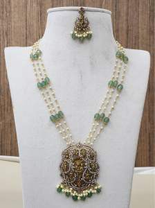 Antique Matte finishing Haram jewellery with matching earrings- high quality products