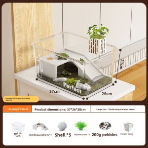 MEIZHUFU | Eco-Aquarium for Home Desk Small Turtle Habitat for Brazilian Turtles