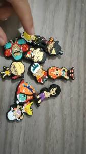Bandai | One Piece PVC Shoe Charms Japanese Pirate Anime Characters Luffy Zoro Nami Detachable Clog Shoe Decor Accessories Gift