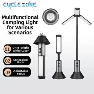 CYCLE ZONE | Đèn Pin LED Dạng Ống Lồng Di Động Đèn Pin Gấp Có Thể Sạc Lại TYPE-C Có Móc Treo Để Chiếu Sáng Lều Cắm Trại Ngoài Trời Đèn Làm Việc Công Suất Cao