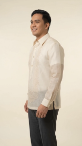 Barong tagalog - Long sleeve barong tagalog in organza silk embroidered