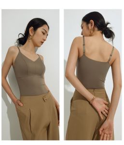 New Summer Ice Silk Strap Vest Integrated Medium Length Bra Seamless Underwear Beautiful Back Inner Wear for Women