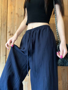 XIANYIJIAO | Navy Blue Loose Fit Flax Culottes