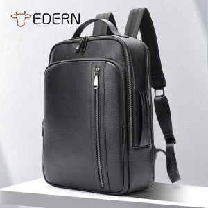 EDERN Large Capacity Genuine Leather Backpack for Men Business Travel Backpacks Fashion Casual Cowhide Schoolbag 15-inch Laptop Bag