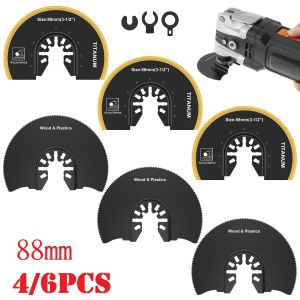 6/4pc Oscillating Saw Blade HCS Multi Tool Blades Set 88MM Half Circular Sharp Cutter Blade for Wood Metal Plastic Cutting Blade