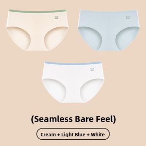 MiiOW | Pure Cotton Seamless Womens Underwear Breathable Antibacterial Triangle Panties Comfortable Mid-Waist Sporty Style Briefs