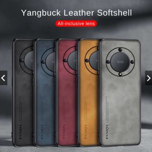 Luxury Retro PU Leather Phone Case for HONOR X9d 5G Soft Silicone+PC Shockproof Phone Back Cover