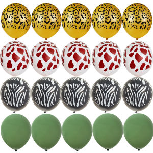 20pcs 12inch Leopard/Giraffe Pattern Balloon Set for Kids Jungle Safari Wild Animal Birthday Party Decoration DIY Party Supplies