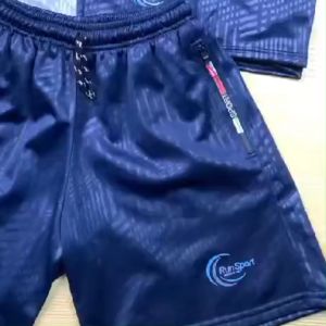 Celana Pendek Olahraga Emboss Premium Tebal Elastis Sport Zipper Running Gym