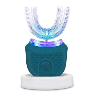 Bàn Chải Đánh Răng Điện Hình Chữ U Sonic Tự Động Với Lông Bàn Chải Silicon Làm Trắng Răng Chăm Sóc Răng Miệng Cho Trẻ Em Kèm Pin