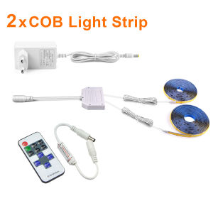 1-6pcs COB Lamp Tape with Dimmable Wireless RF Remoter 12V Light Strip for Storage Cabinet Soundproof Panel Wall Decor Lighting