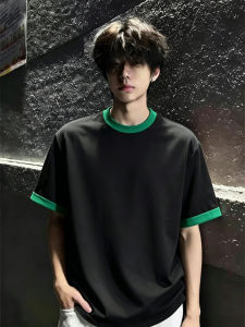 American Color-block Round Neck T-Shirt