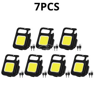 1/3/5/7/9Pc COB LED Mini Flashlight Super Bright Keychain Work Light Outdoor Emergency Camping Pocket Lamp Tail Magnet Corkscrew