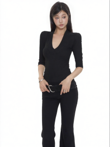 withmin | Slim Fitting Innerwear Womens Top 5/8 Sleeve