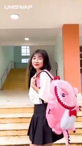 Balo cá sấu vải nhung mịn anh họ của balo khủng long đi họcdu lịch