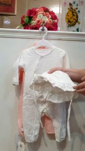 ชุดบอดี้สูท/ชุดหมีแถมหมวก! สำหรับเด็กอ่อนและวัยหัดเดิน ผ้าสาลู ใส่สบาย นิ่ม ไม่ขึ้นขน