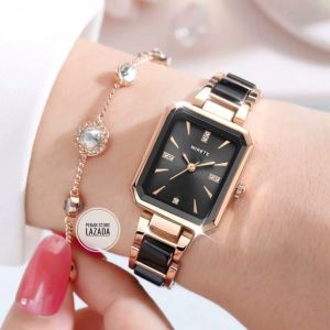 Jam Tangan Wanita Motif Permata Elegan Mirete Original Quartz Analog Bestseller Tali Keramik Murah Dan Terlaris//Jam Tangan Kasual Wanita Kekinian Simple Tahan Air Bayar di Tempat