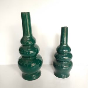 Hồ lô thu lôi gốm Bát Tràng chính hãng cao 43cm và 35cm màu xanh lá cây có tráng men đặt trên mái nhà