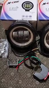 2PCS+SAKLAR LAMPU TEMBAK DAYMAKER 3 LENSA BULAT KOTAK KUALITAS SUPER TERANG daymaker 3lensa biru kotak waterproof universal