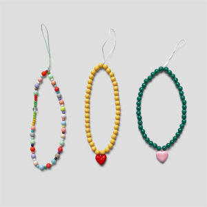 Handmade Short Designer Mobile Phone Chain Bead Pendant Lanyard Wrist Strap Colorful Digital Accessories for Women Girls