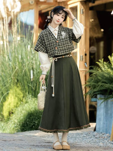 Xiangling Original Hanfu Womens Revamped Han Elements Set Shirt Half Skirt New Chinese Style Autumn Winter Daily Commute