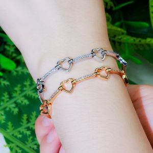 SEQUITO Thời Trang Nữ Trang Sức Đeo Cổ Tay Bạc Mạ Vàng Micro Pave Tiny AAA Zircon Lập Phương Tinh Tế Trái Tim Rỗng Vòng Tay Sợi Làm Quà Tặng Ngày Lễ B183
