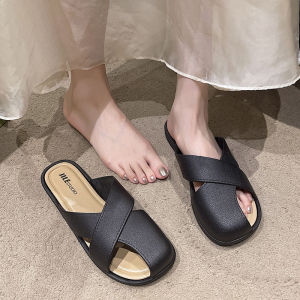 Dép Lê 2024 Bít Mũi Nữ Hot Trên Mạng Ins Mùa Hè Lười Kiểu Tây Thoải Mái Ngọt Ngào Dép Lê Một Chữ Tiên Nữ Mùa Hè Cho Nữ