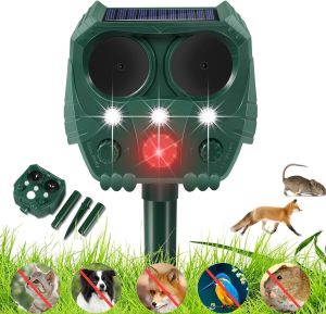 Solar Powered Animal Repeller Solar Ultrasonic Animals sonar Repellent Animal Repellent Deterrent Dog/Cat/Bird Repeller Frighten