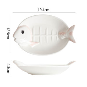 Japanese Style Ceramic Fish Shaped Sushi Plate Dining Utensils Bowl Dish Set Restaurant Use Long Plate Fish Dish White Porcelain