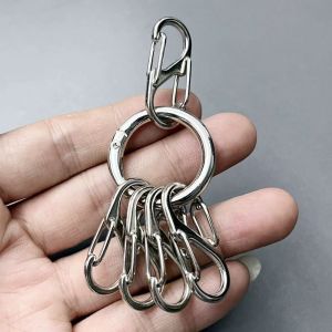 High-End Metal Car Keychain Business Waist Hanging Design Sensation Anti-Lost 8 Character Rebound Buckle Ring Creative Gift