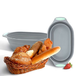 1PC Silicone Foldable Banneton Bread Proofing Basket - Sourdough Bread Baking Bowl Food Grade Kitchen Accessory