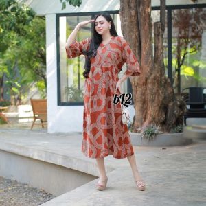 DRess Chibi Lengan Rempel Busui Sleting Tali Samping Bahan Rayon Tebal