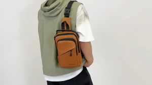 Ayuqi® Multifunctional Men Chest Bag Water Resistant PU Leather Crossbody Bag Casual Travel Shoulder Sling Bag Backpack