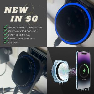 Equinox magnetic phone holder with wireless fast-charging and cooling tech
