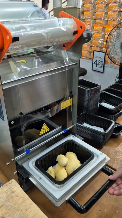 Durian Tray Sealer Roll Film Tray Sealing Machine Top Seal Machine
