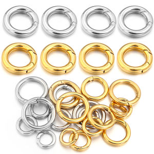 1pc Stainless Steel Round Spring Clasps Openable Ring Snap Clasps Carabiner Hook Buckle Connector DIY Bags Keychains Accessories