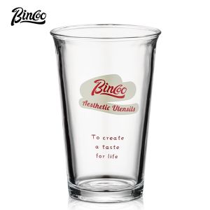 BINCOO Glass Coffee Cup Heat-resistant Household Drinking Cup Iced American Latte Cup High-end and Exquisite 380ML
