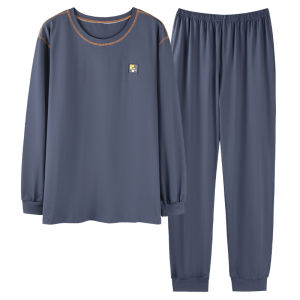 Miiow | Mens Pure Cotton Long Sleeve Sleepwear Set Catman Home Clothes Youth Casual Comfortable Breathable Sweatshirt Pants Set