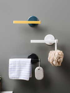Nail-Free Drill-Free Bathroom Towel Rod Bath Towel Rack Nordic Minimalist Cloth Holder Toilet Paper Holder Home Cleaning Tools
